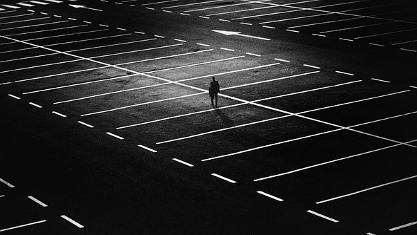 Alone in parking lot